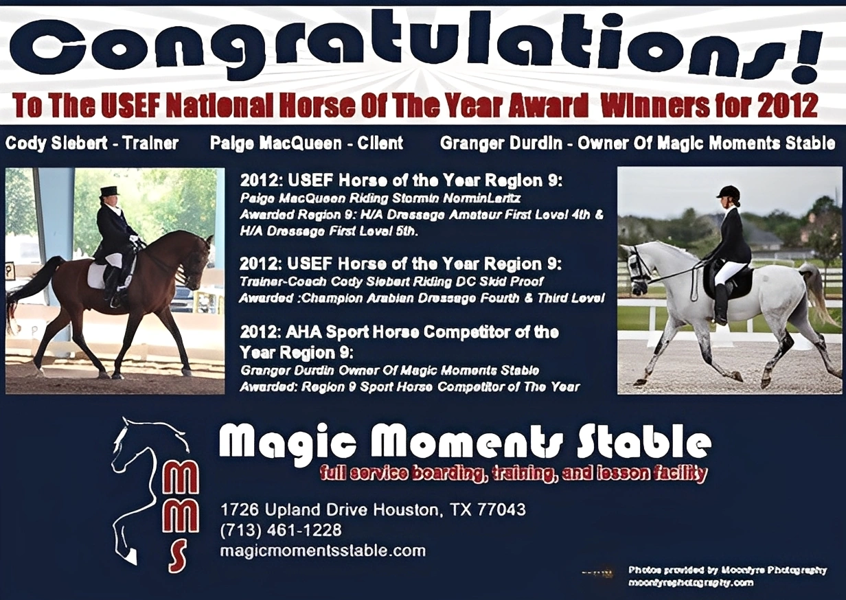 Horse riding award winners, Magic Moments Stable.